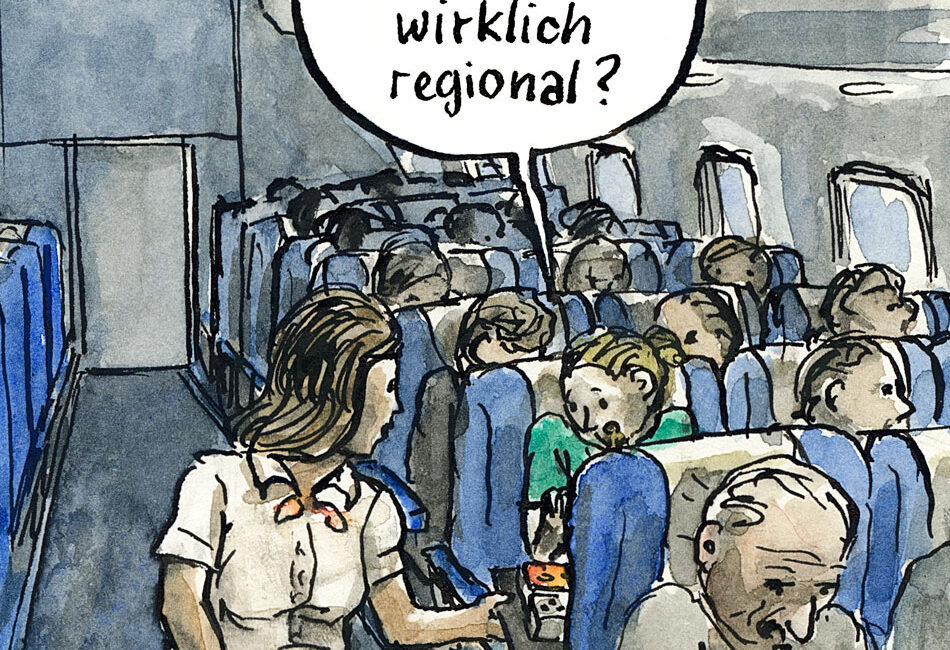 regional Essen im Flugzeug