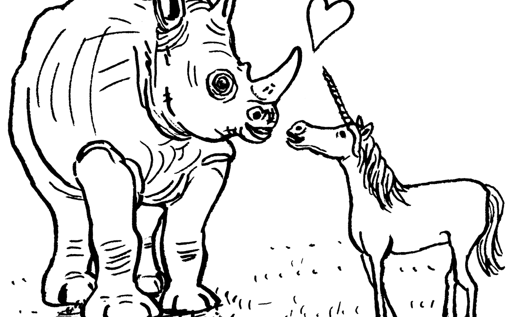 Liebe zwischen Nashorn und Einhorn.