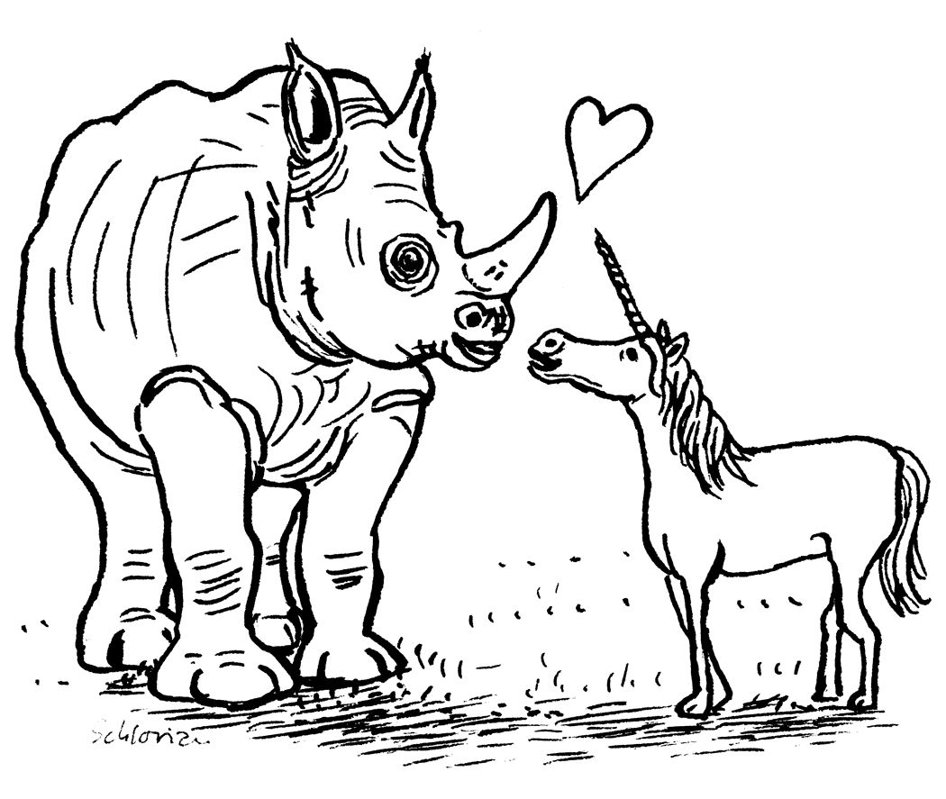 Liebe zwischen Nashorn und Einhorn.